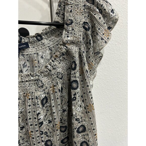 American Eagle Outfitters Womens Boho Style Smocked Top Floral Print Sz Medium - Picture 4 of 9